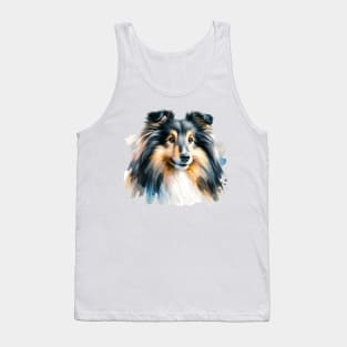 Shetland Sheepdog Watercolor Painting - Beautiful Dog Tank Top